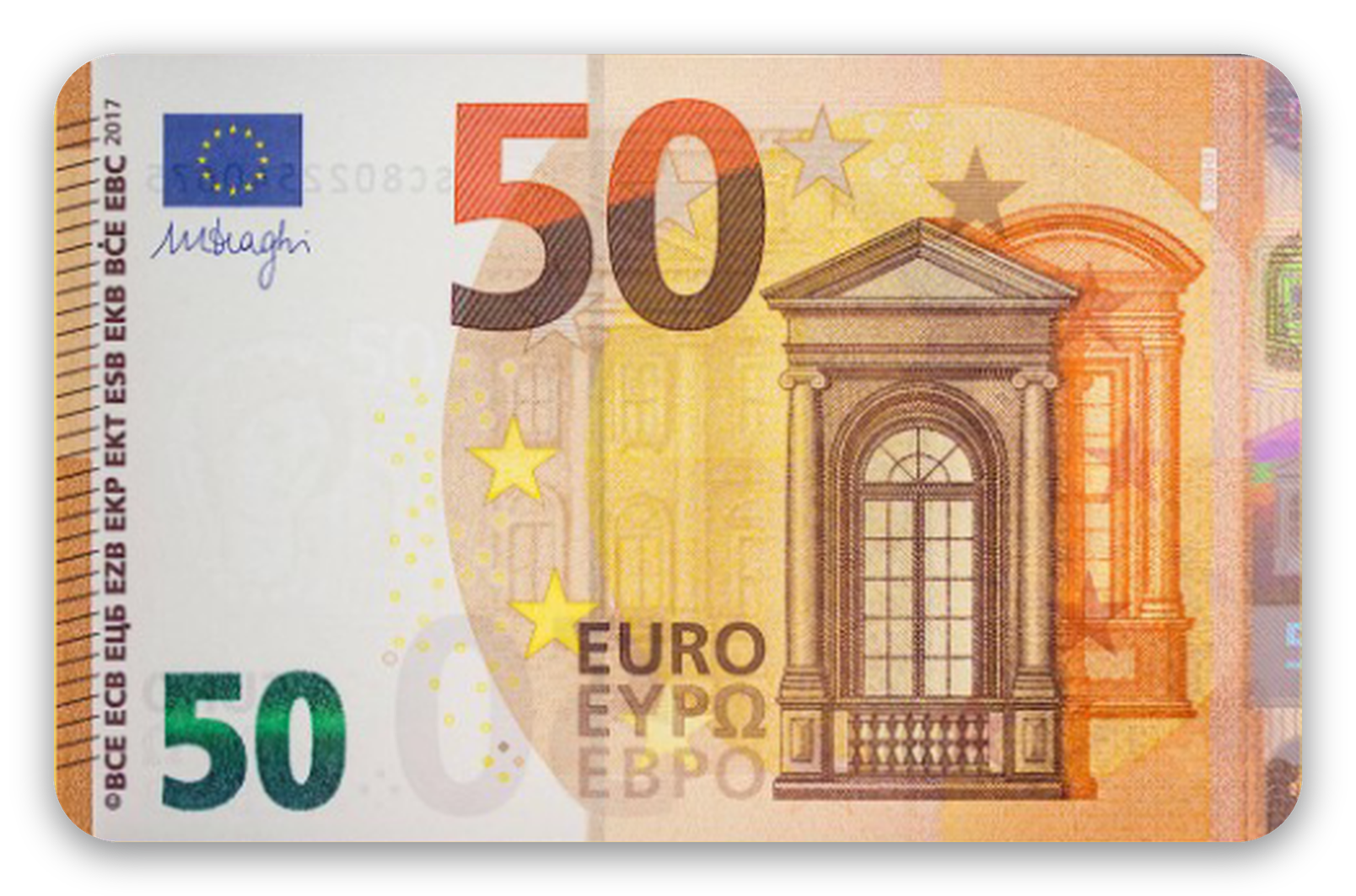50 euro - klistermærke til kort