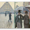 Paris, gade en regnvejrsdag - klistermærke til kort