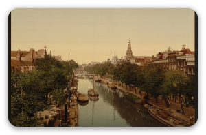 Amsterdam omkring 1900 - klistermærke til kort