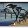 Hiroshige: Rytter over en bro - klistermærke til kort