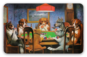 Hunde der spiller poker - klistermærke til kort